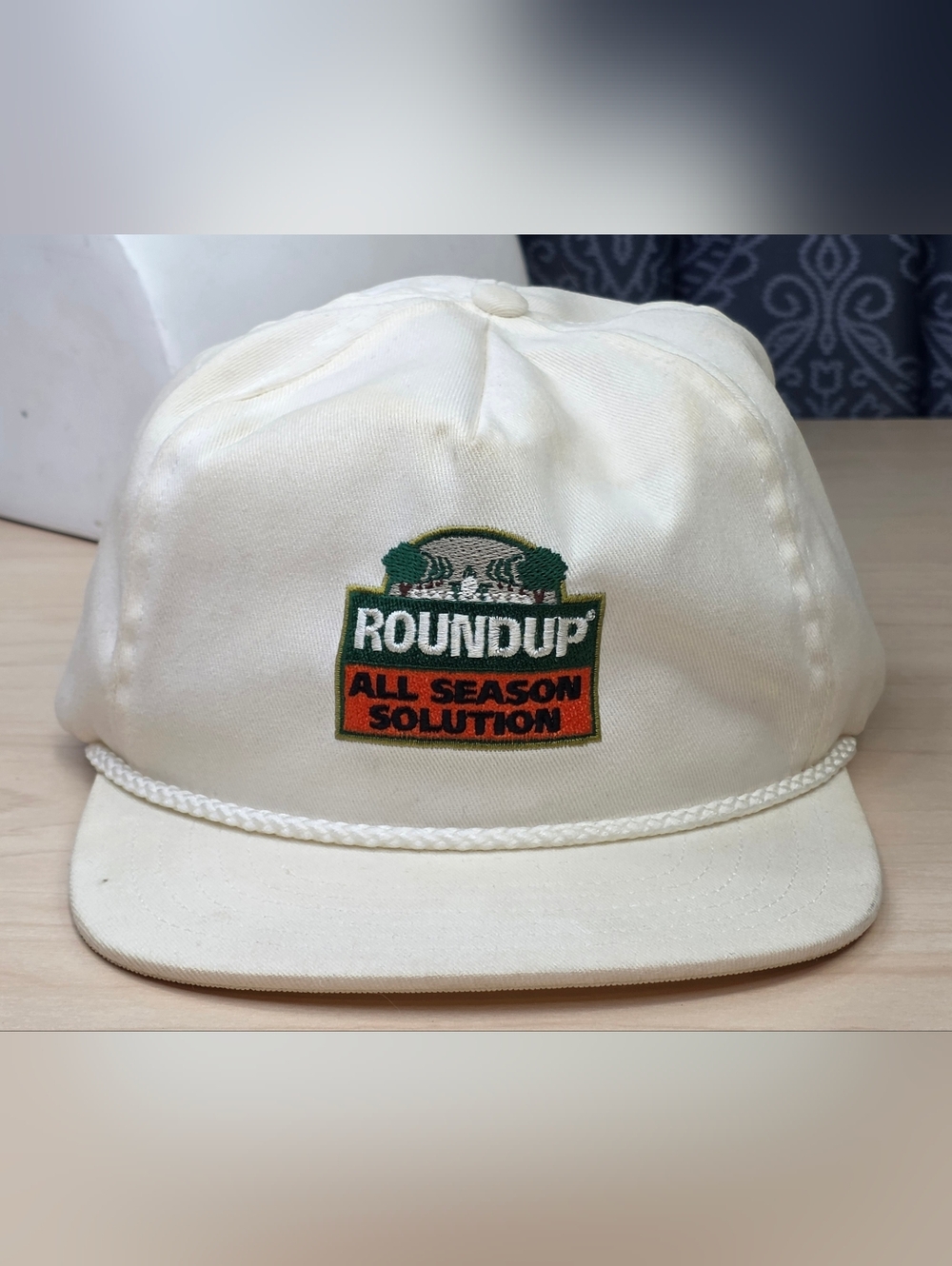 Vintage Roundup All Season Solution Hat Cap Made in USA Leather Strap Farm Promo